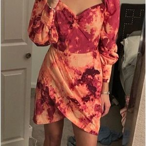 Tie dye long sleeve dress